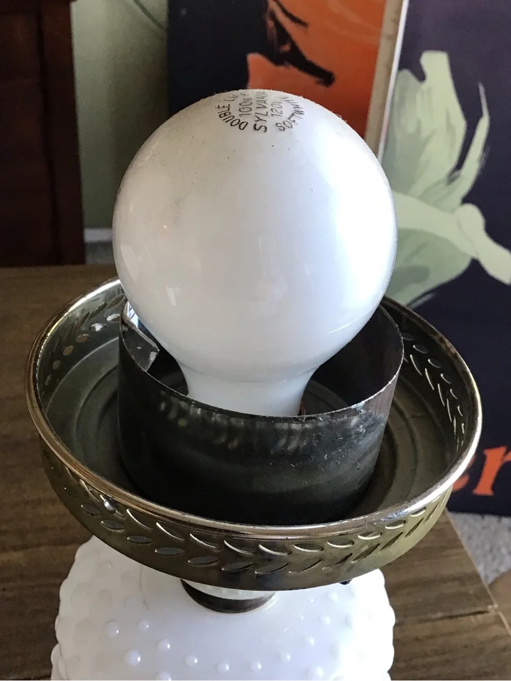 Vintage Hobknob Milk Glass Table Lamp